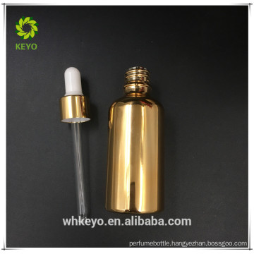 50ml glass bottle shiny gold essential oil bottle glass dropper bottle cosmetic packaging